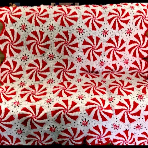 Hand Crafted Other - Christmas Peppermint Afghan Throw